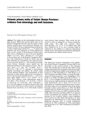 Potassic Primary Melts of Vulsini (Roman Province): Evidence from Mineralogy and Melt Inclusions