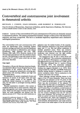 Costovertebral and Costotransverse Joint Involvement in Rheumatoid Arthritis