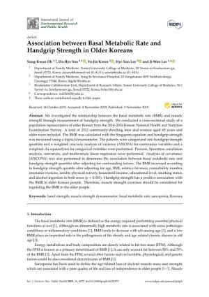 Association Between Basal Metabolic Rate and Handgrip Strength in Older Koreans