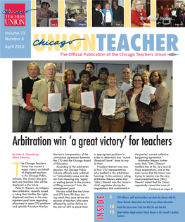 April 2010 Unionthe Official Publicationteacher of the Chicago Teachers Union