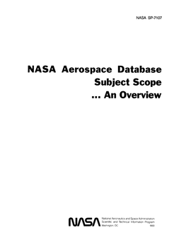 Nasaaerospace Database Subject Scope ... an Overview
