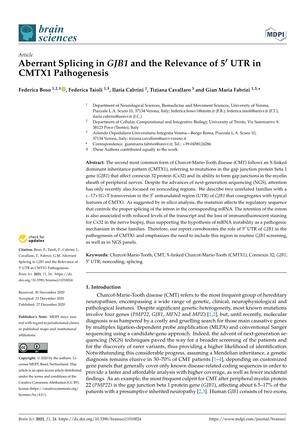 Aberrant Splicing in GJB1 and the Relevance of 5' UTR in CMTX1