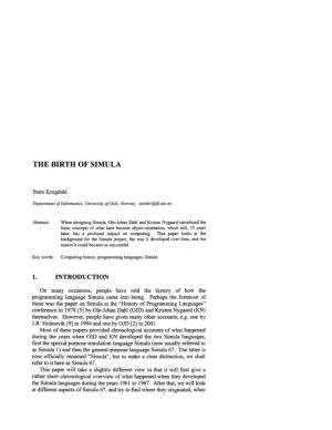 The Birth of Simula