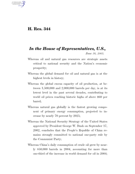 H. Res. 344 in the House of Representatives, U.S