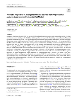 Probiotic Properties of Alcaligenes Faecalis Isolated from Argyrosomus Regius in Experimental Peritonitis (Rat Model)