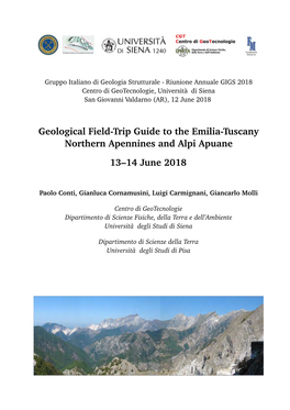 Geological Field-Trip Guide to the Emilia-Tuscany Northern Apennines and Alpi Apuane 13–14 June 2018