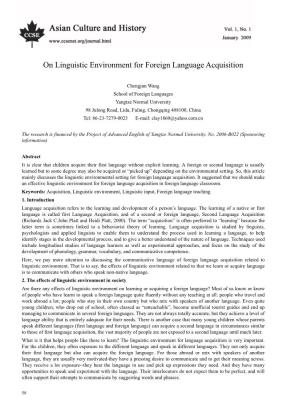 On Linguistic Environment for Foreign Language Acquisition