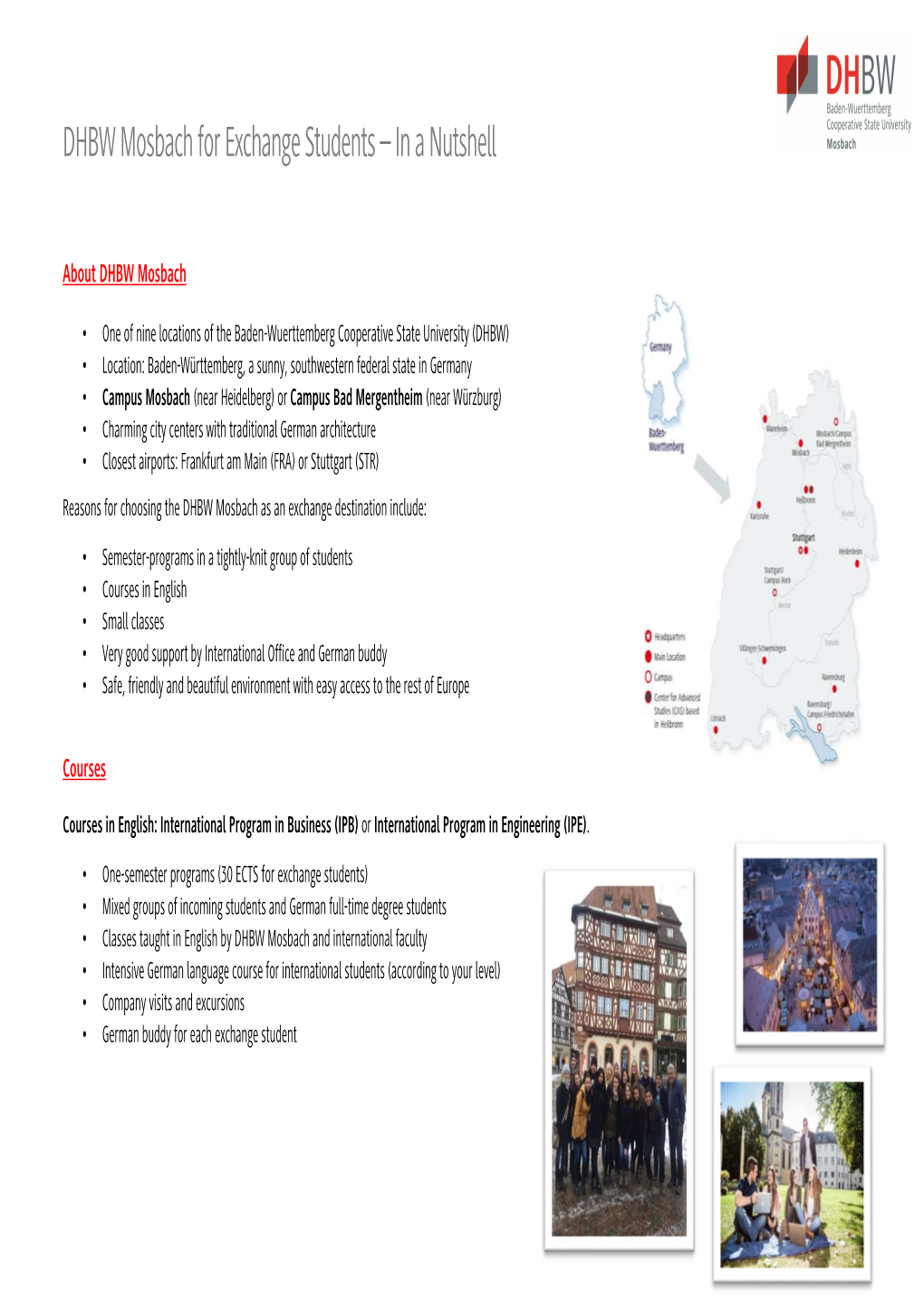 DHBW Mosbach for Exchange Students – in a Nutshell