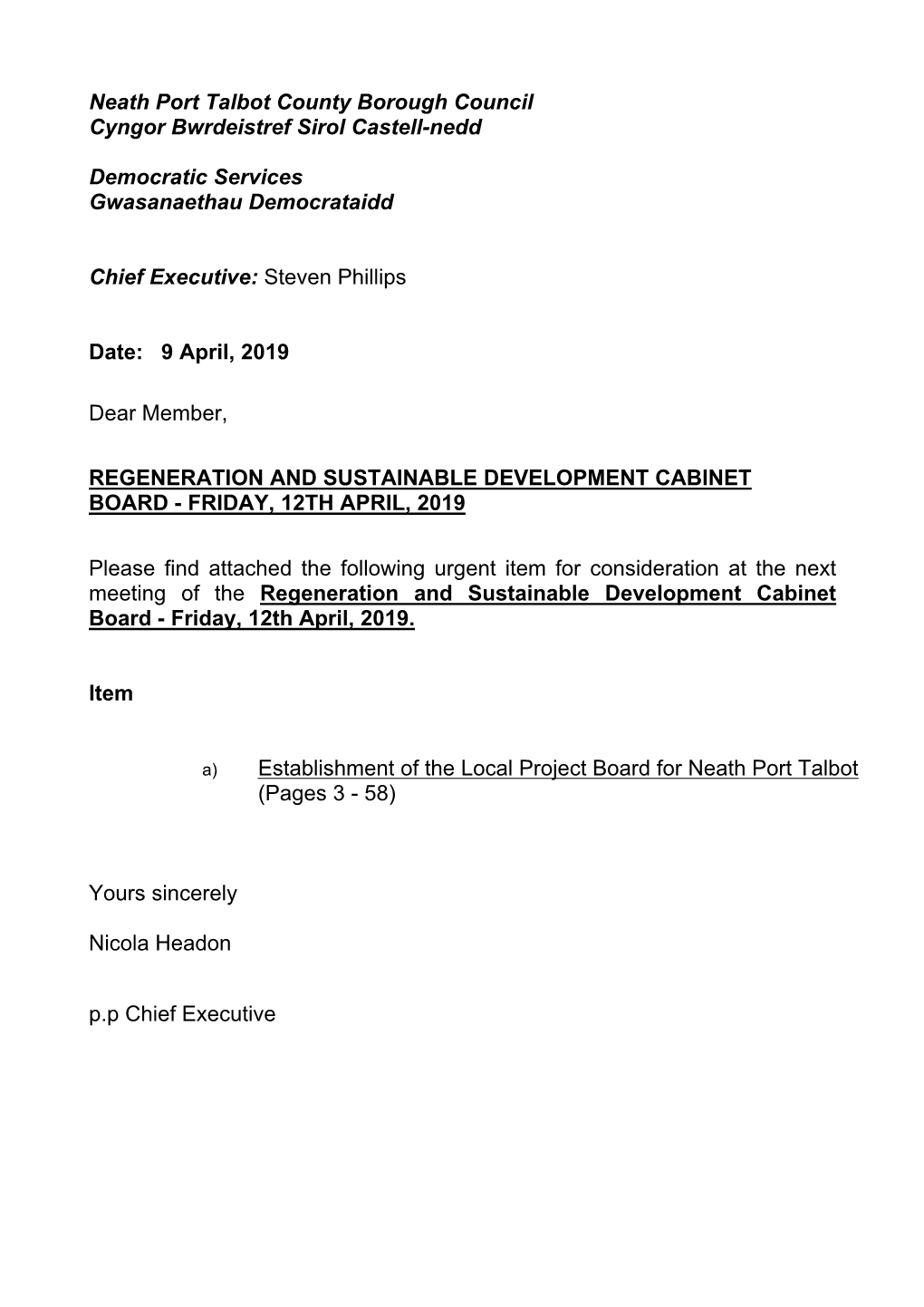Establishment of the Local Project Board for Neath Port Talbot PDF 5 MB