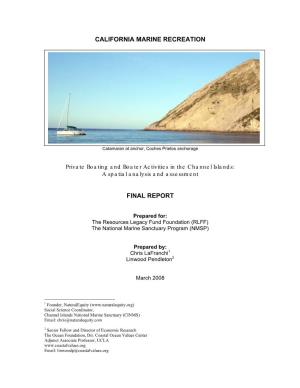 Private Boating and Boater Activities in the Channel Islands: a Spatial Analysis and Assessment
