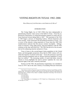 Voting Rights in Texas: 1982–2006