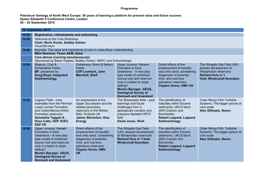 Programme Petroleum Geology of North West Europe