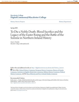 To Die a Noble Death: Blood Sacrifice and the Legacy of the Easter Rising and the Battle of the Ommes in Northern Ireland History" (2009)