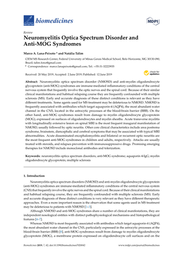 Neuromyelitis Optica Spectrum Disorder and Anti-MOG Syndromes