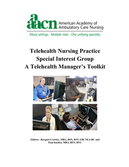 Telehealth Nursing Practice Special Interest Group a Telehealth Manager’S Toolkit
