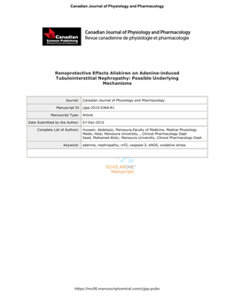 Renoprotective Effects Aliskiren on Adenine-Induced Tubulointerstitial Nephropathy: Possible Underlying Mechanisms