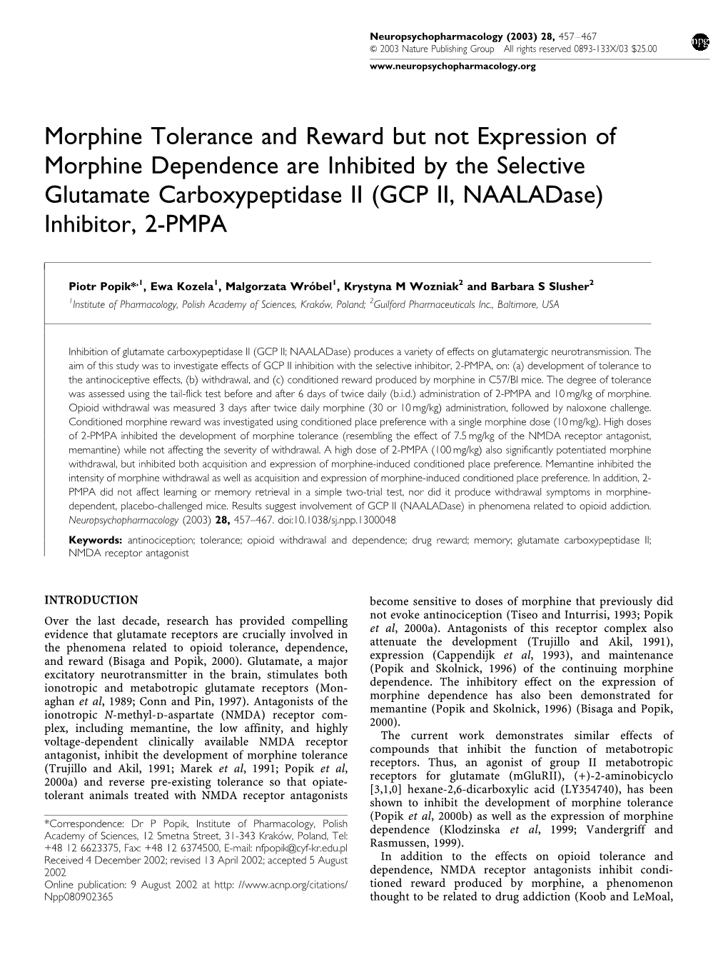 Morphine Tolerance and Reward but Not Expression Of