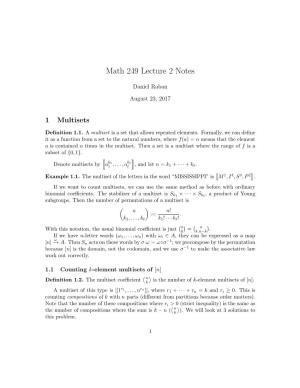 Math 249 Lecture 2 Notes