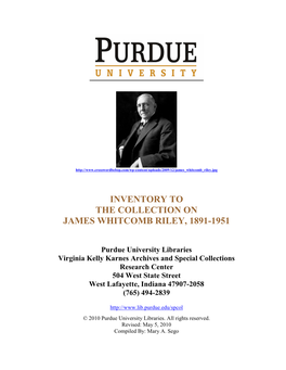 Inventory to the Collection on James Whitcomb Riley, 1891-1951