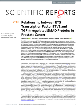 Relationship Between ETS Transcription Factor ETV1 and TGF