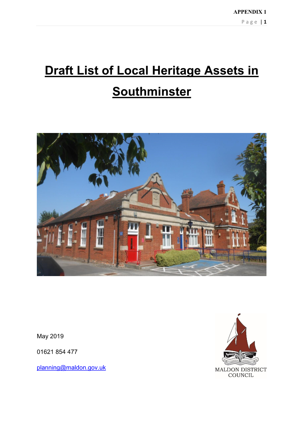 Draft List of Local Heritage Assets in Southminster