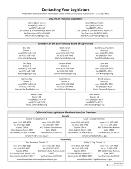 Contacting Your Legislators: City and County of San Francisco