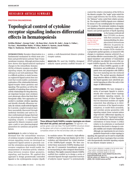 Topological Control of Cytokine Receptor Signaling Induces Differential Effects in Hematopoiesis Kritika Mohan, George Ueda, Ah Ram Kim, Kevin M