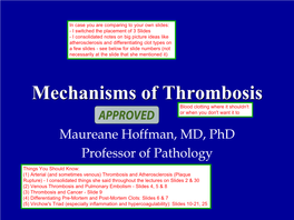 Mechanisms of Thrombosis