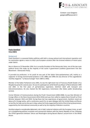 Paolo Gentiloni Italy (S&D)