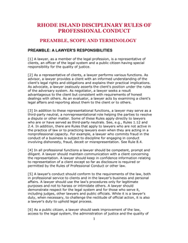 Rhode Island Disciplinary Rules of Professional Conduct