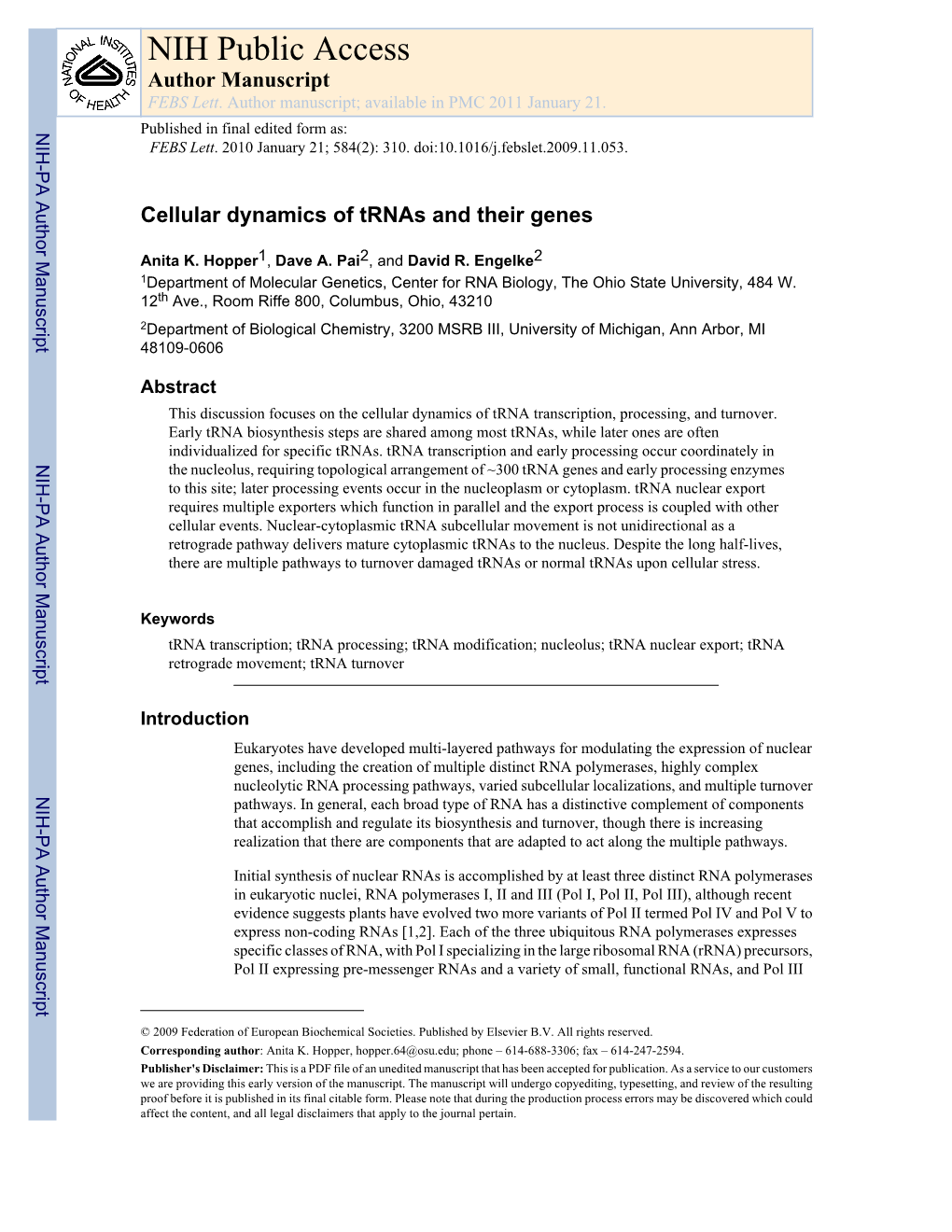 NIH Public Access Author Manuscript FEBS Lett