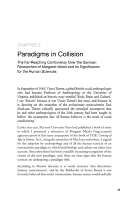 Paradigms in Collision the Far-Reaching Controversy Over the Samoan Researches of Margaret Mead and Its Significance for the Human Sciences