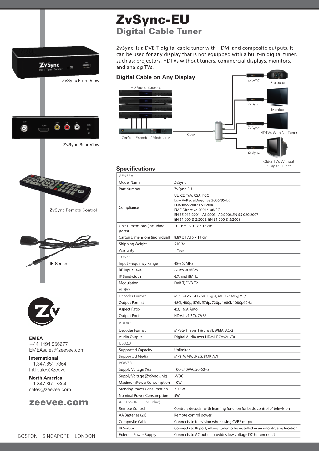 Zvsync-EU Digital Cable Tuner