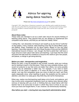Advice for Aspiring Swing Dance Teachers