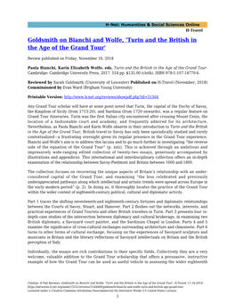 Goldsmith on Bianchi and Wolfe, 'Turin and the British in the Age of the Grand Tour'