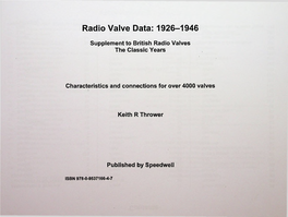Radio Valve Data: 1926-1946