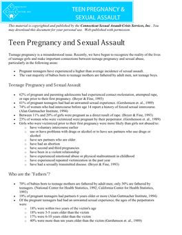 Teen Pregnancy and Sexual Assault
