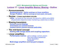 Linear Amplifier Basics; Biasing