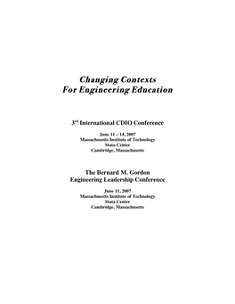 Changing Contexts for Engineering Education