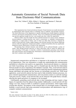 Automatic Generation of Social Network Data from Electronic-Mail Communications
