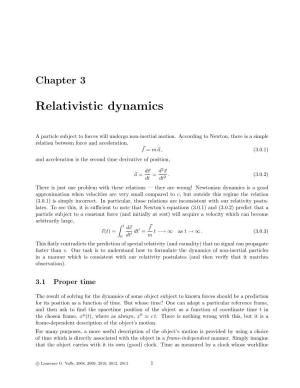 Chapter 3: Relativistic Dynamics