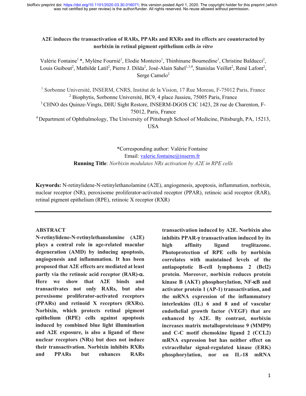 A2E Induces the Transactivation of Rars, Ppars and Rxrs and Its Effects Are Counteracted by Norbixin in Retinal Pigment Epithelium Cells in Vitro