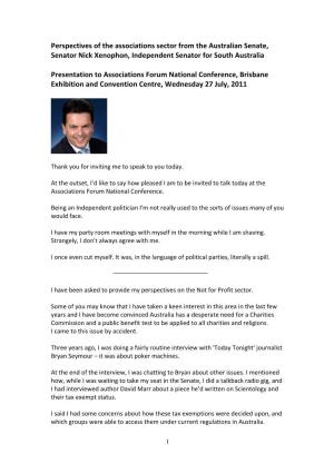 Nick Xenophon 2011 National Conference Speech FINAL