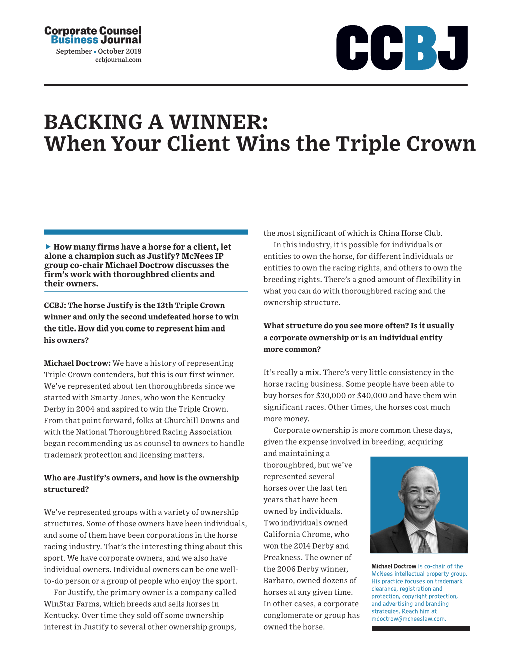 BACKING a WINNER: When Your Client Wins the Triple Crown