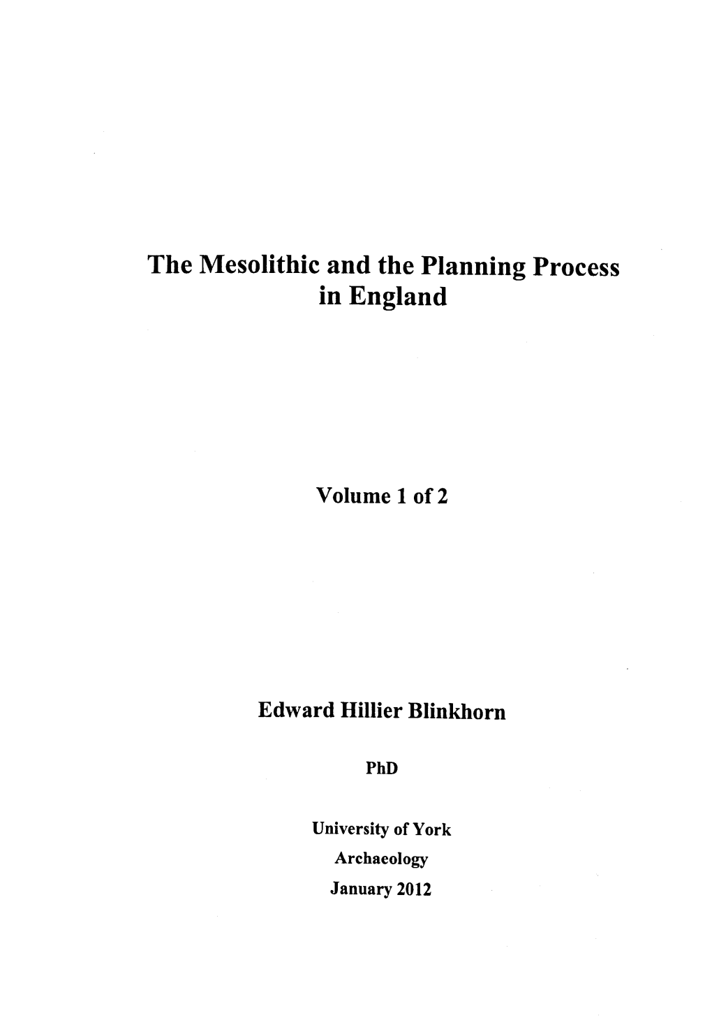 The Mesolithic and the Planning Process in England