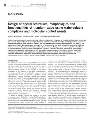 Design of Crystal Structures, Morphologies and Functionalities of Titanium Oxide Using Water-Soluble Complexes and Molecular Control Agents