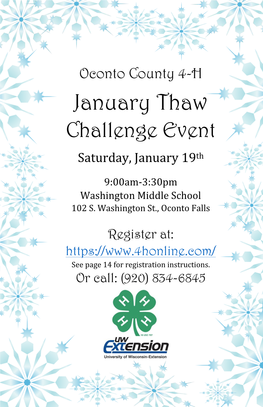 January Thaw Challenge Event Saturday, January 19Th