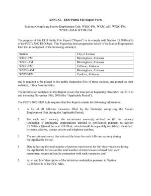 ANNUAL - EEO Public File Report Form