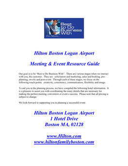 Hilton Boston Logan Airport Meeting & Event Resource Guide