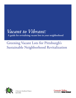 Vacant to Vibrant: a Guide for Revitalizing Vacant Lots in Your Neighborhood